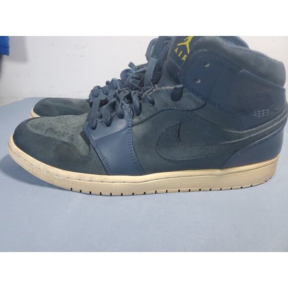 Nike Air Jordan 1 Retro Mid Armory Navy/Electrolime Jumpman 554724-421 Mens 13 - Picture 10 of 16